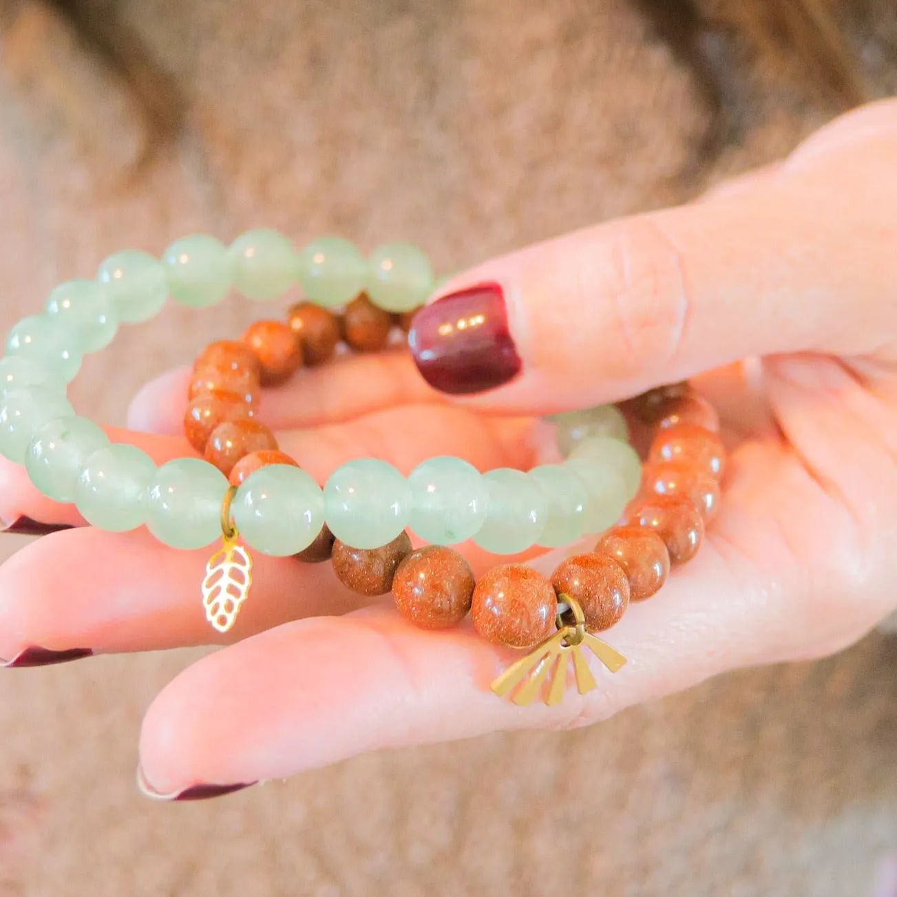 Gold Sandstone Mala Bracelet