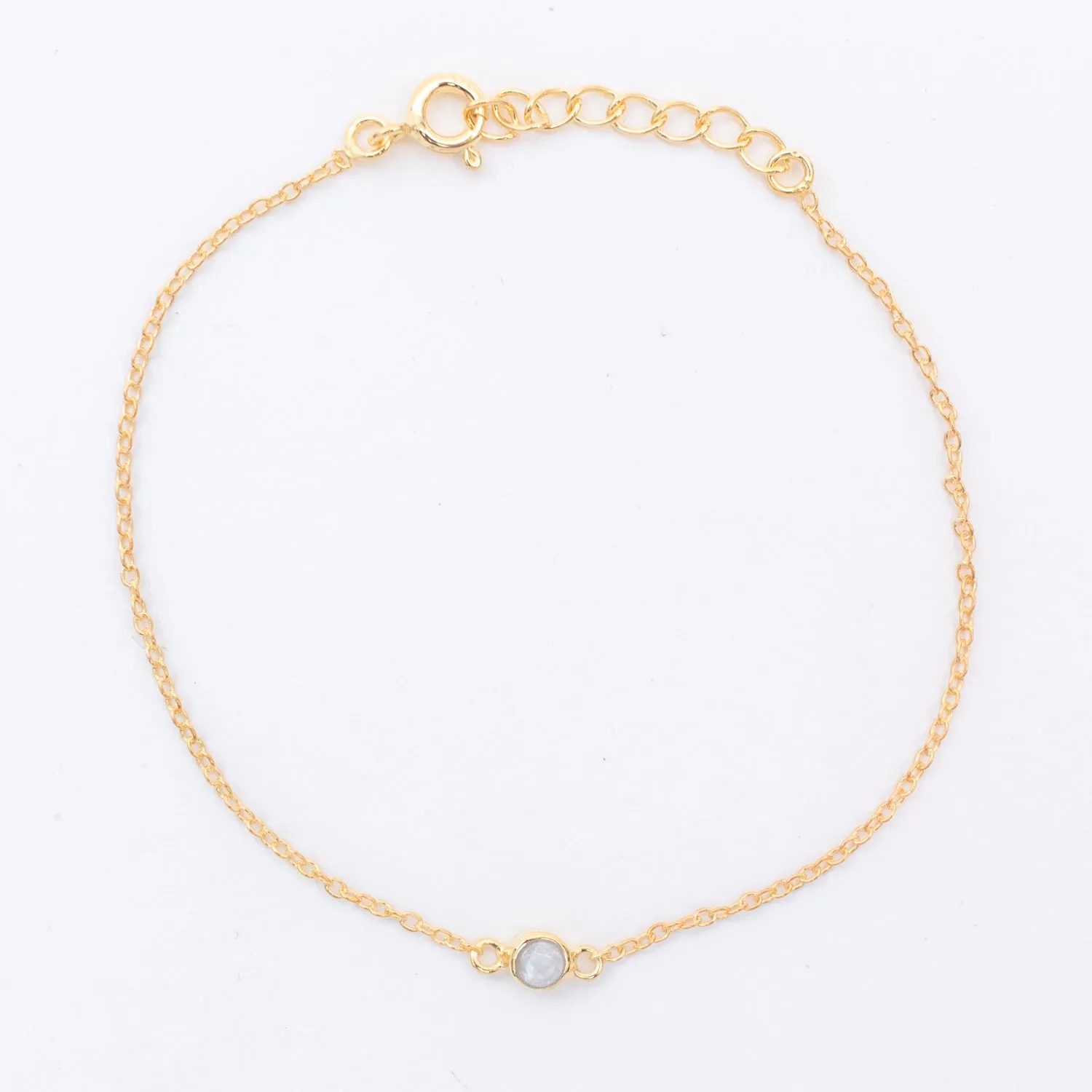 Gold Vermeil Moonstone Solitaire Bracelet