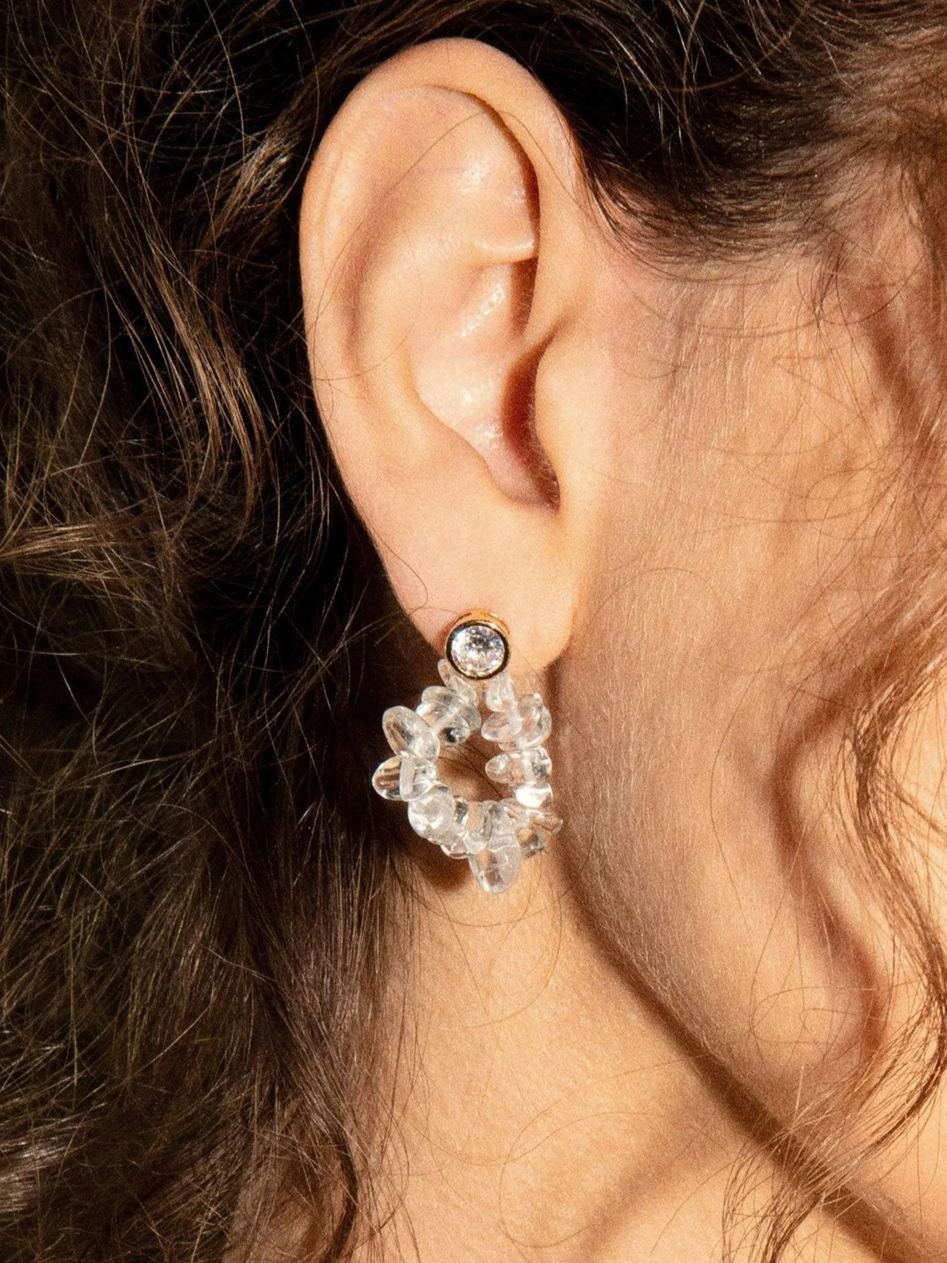 Gold with quartz Margot earrings