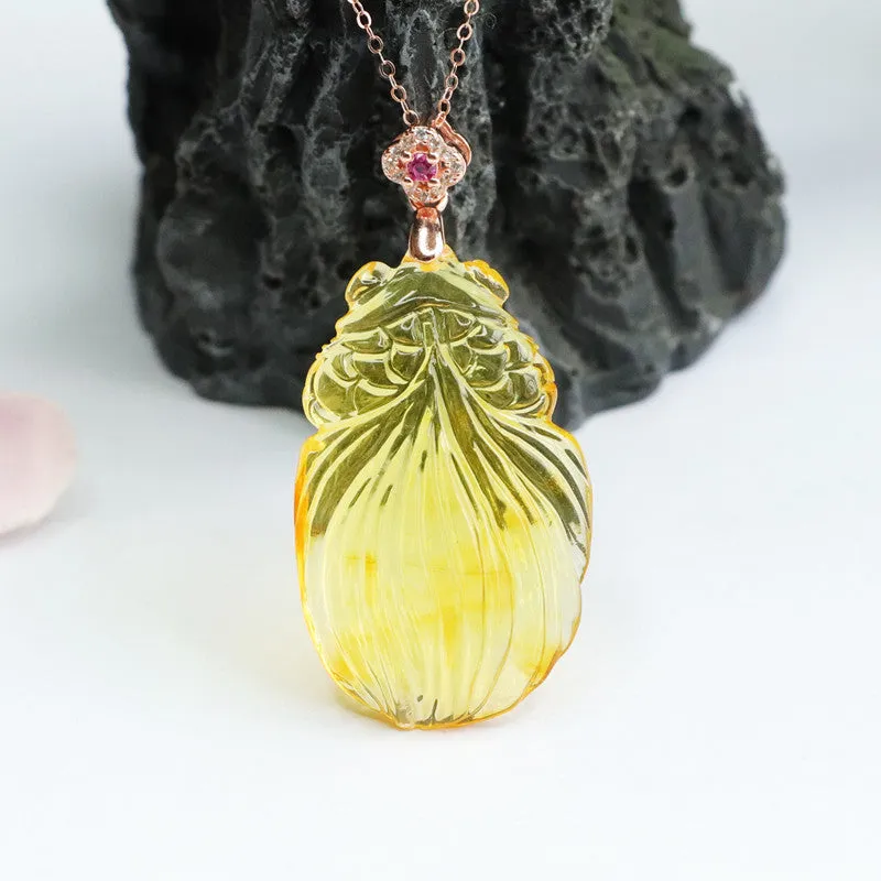 Goldfish Pendant with Amber Gemstone in Sterling Silver Necklace