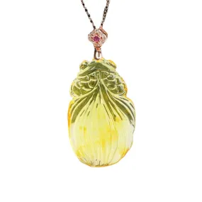 Goldfish Pendant with Amber Gemstone in Sterling Silver Necklace