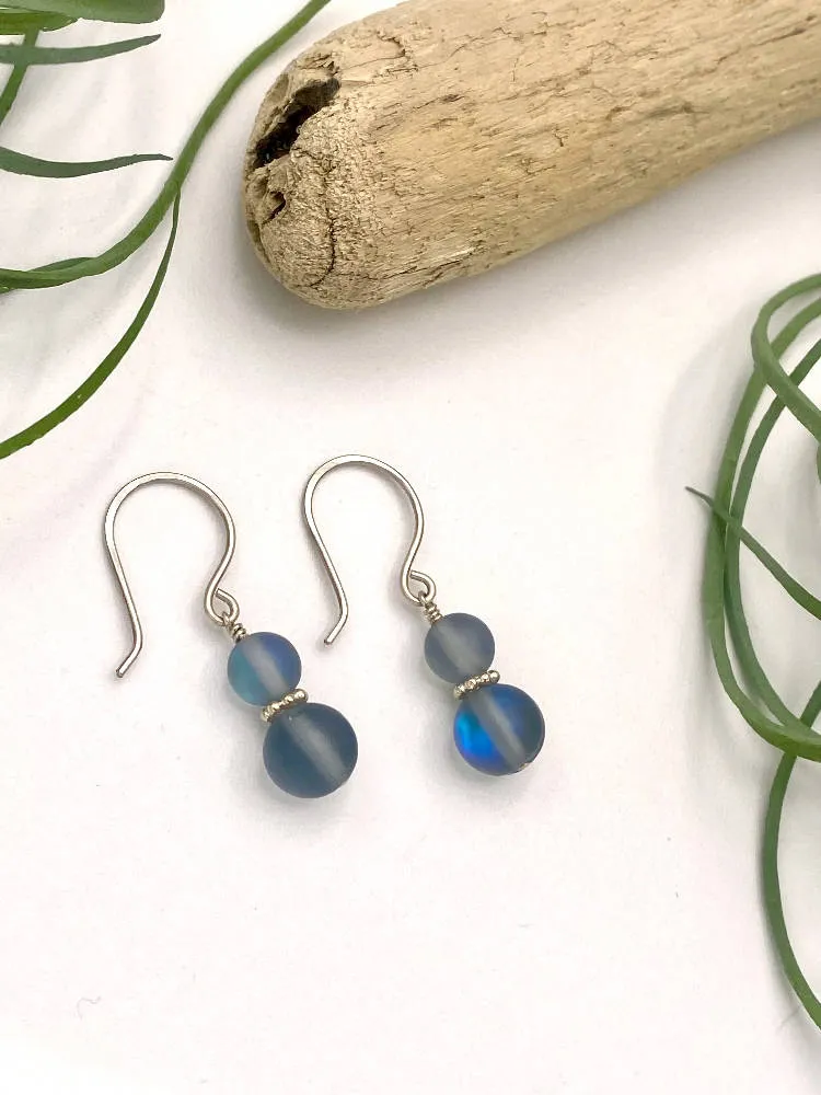 Gray Aura Quartz Earrings