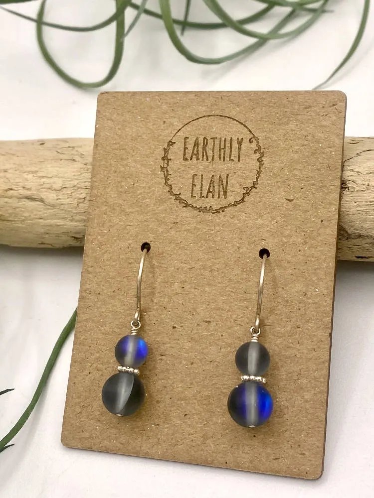 Gray Aura Quartz Earrings
