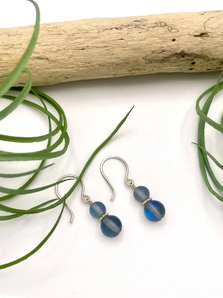 Gray Aura Quartz Earrings