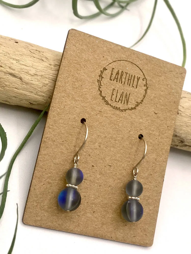 Gray Aura Quartz Earrings