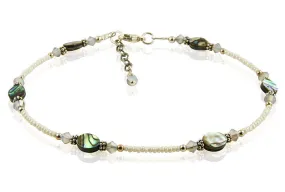 Gray Opal Green Abalone Shell Anklet