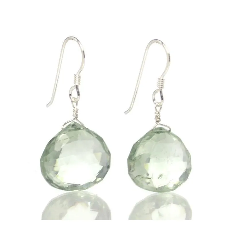 Green Amethyst Earrings with Sterling Silver French Ear Wires