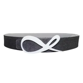 Grigio Logo Suede White Reversible Belt