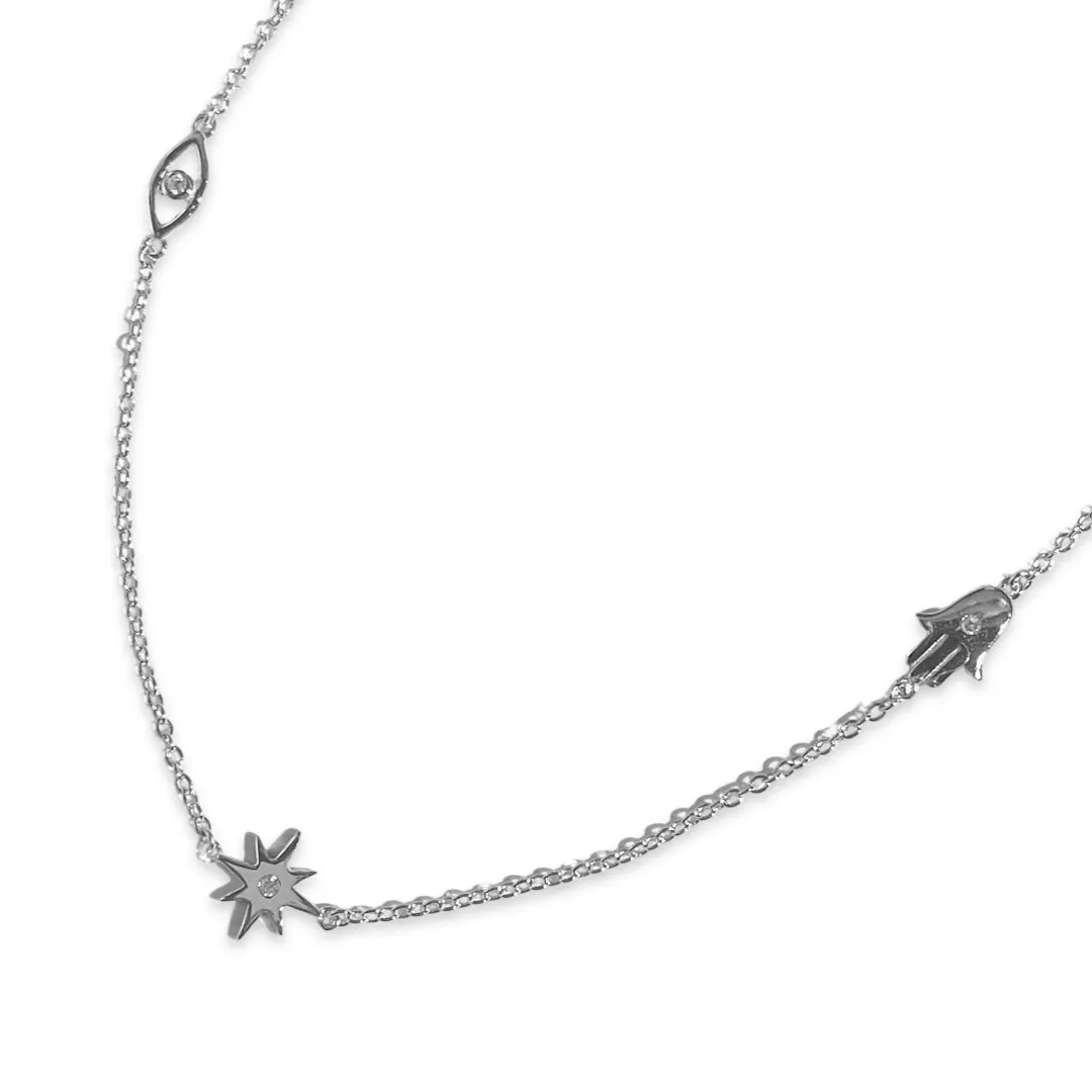 Hamsa Evil Eye Starburst Anklet