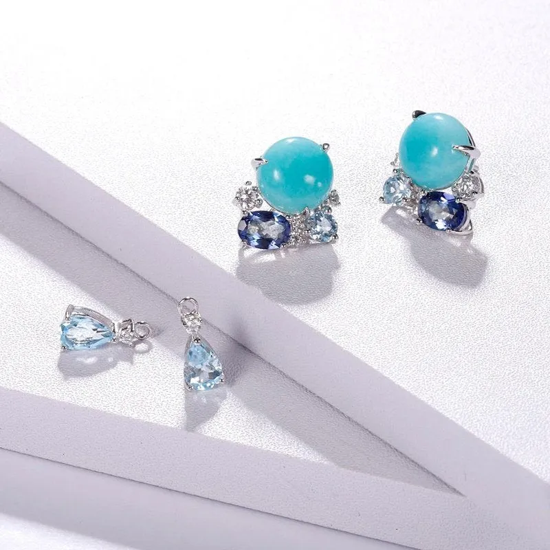 Handmade Genuine Amazonite Earrings in Sterling Silver