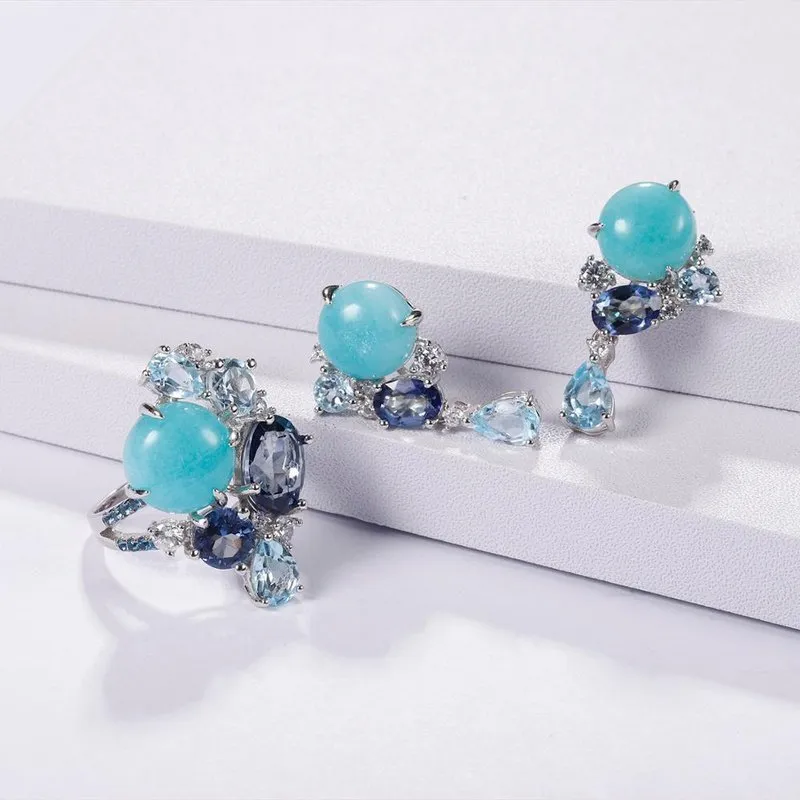 Handmade Genuine Amazonite Earrings in Sterling Silver
