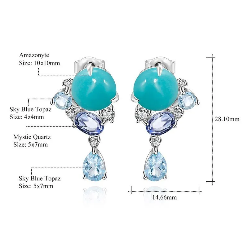 Handmade Genuine Amazonite Earrings in Sterling Silver