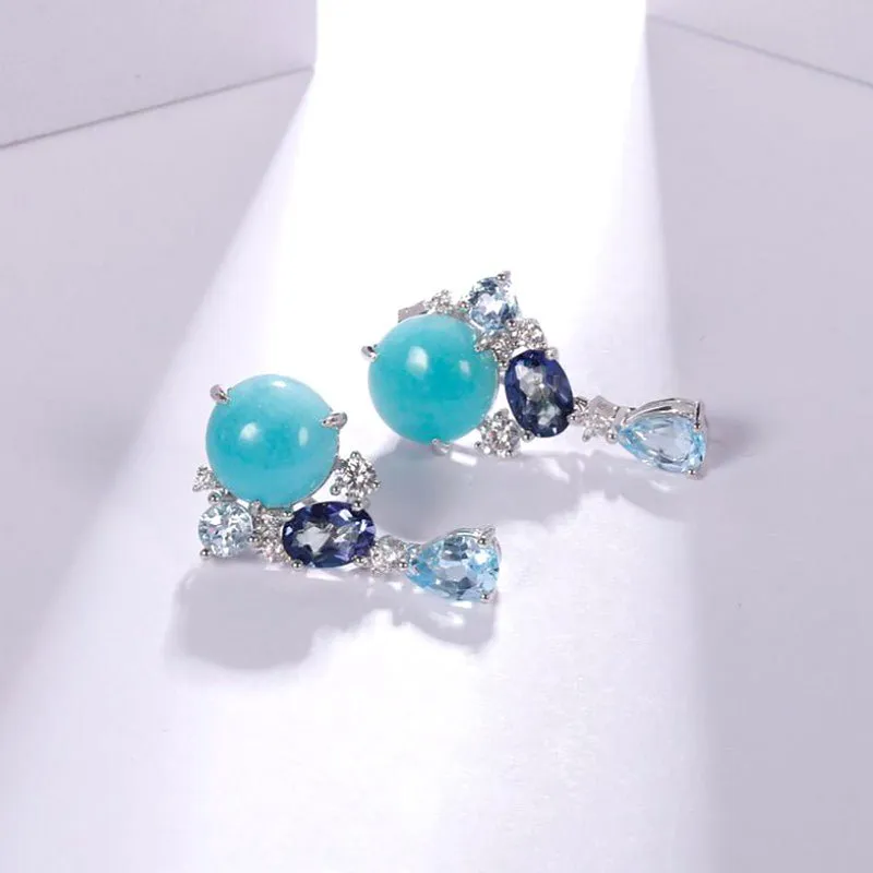 Handmade Genuine Amazonite Earrings in Sterling Silver