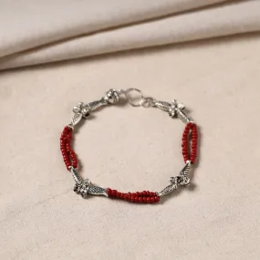 Handmade Oxidised Silver Beaded Anklet 19
