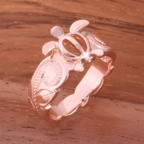 Hawaiian Scroll Pink Gold Plated Honu Cut Out Edge Toe Ring