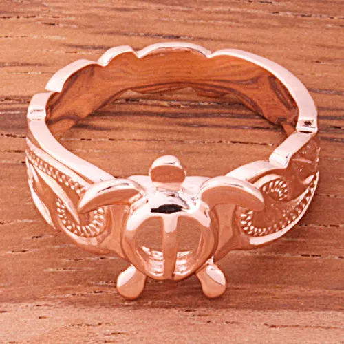 Hawaiian Scroll Pink Gold Plated Honu Cut Out Edge Toe Ring