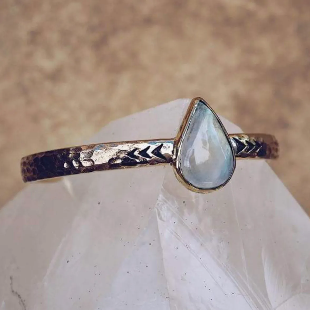 •HEIRLOOM• rainbow moonstone   brass cuff