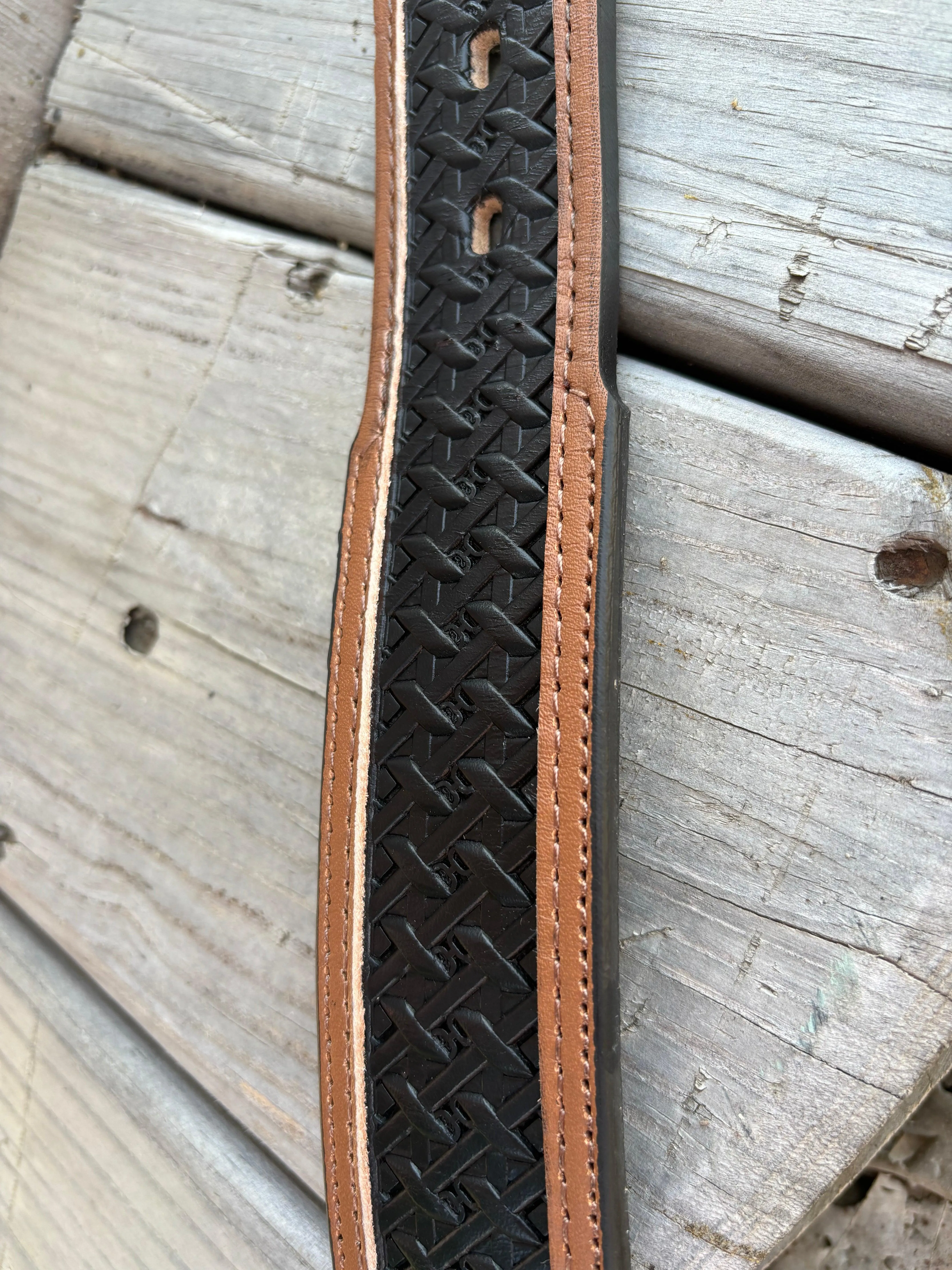 Hooey Hands-Up Basket Weave Classic Tapered Leather Belt HMBLT064