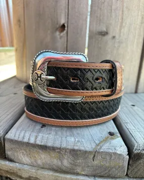 Hooey Hands-Up Basket Weave Classic Tapered Leather Belt HMBLT064