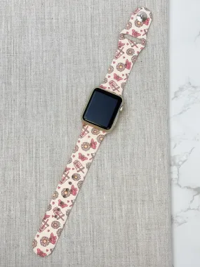 Iced Coffee & Butterflies Printed Silicone Smart Watch Band - 42mm/44mm