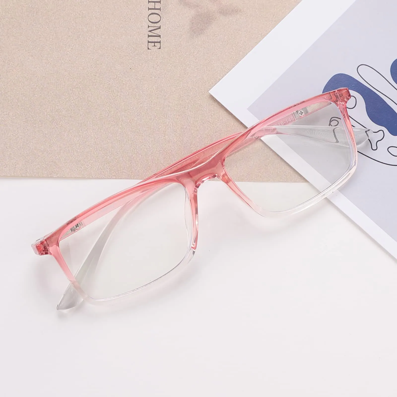 Intellilens Clear Square Blue Cut Computer Glasses for Eye Protection | Unisex, UV ProtectionZero Power, Anti Glare & Blue Light Filter Glasse (Pink)