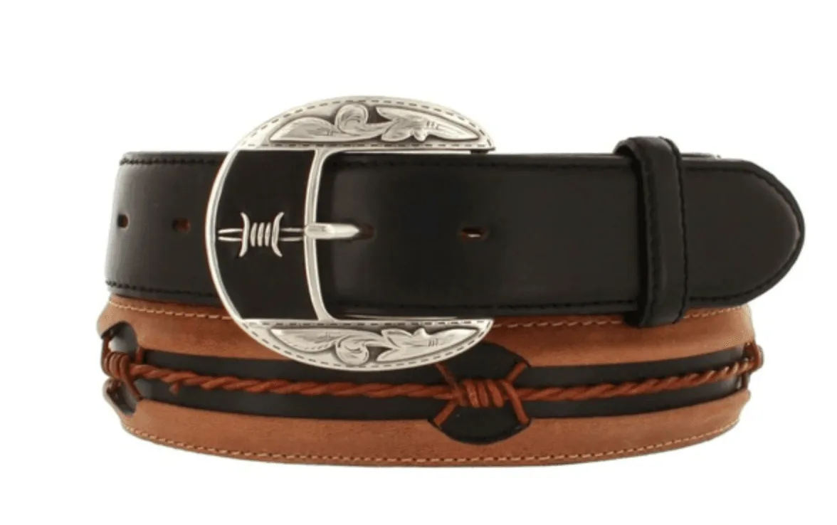 Justin Men's Barbed Wire Fenced With Black In Lay In Belt C10813