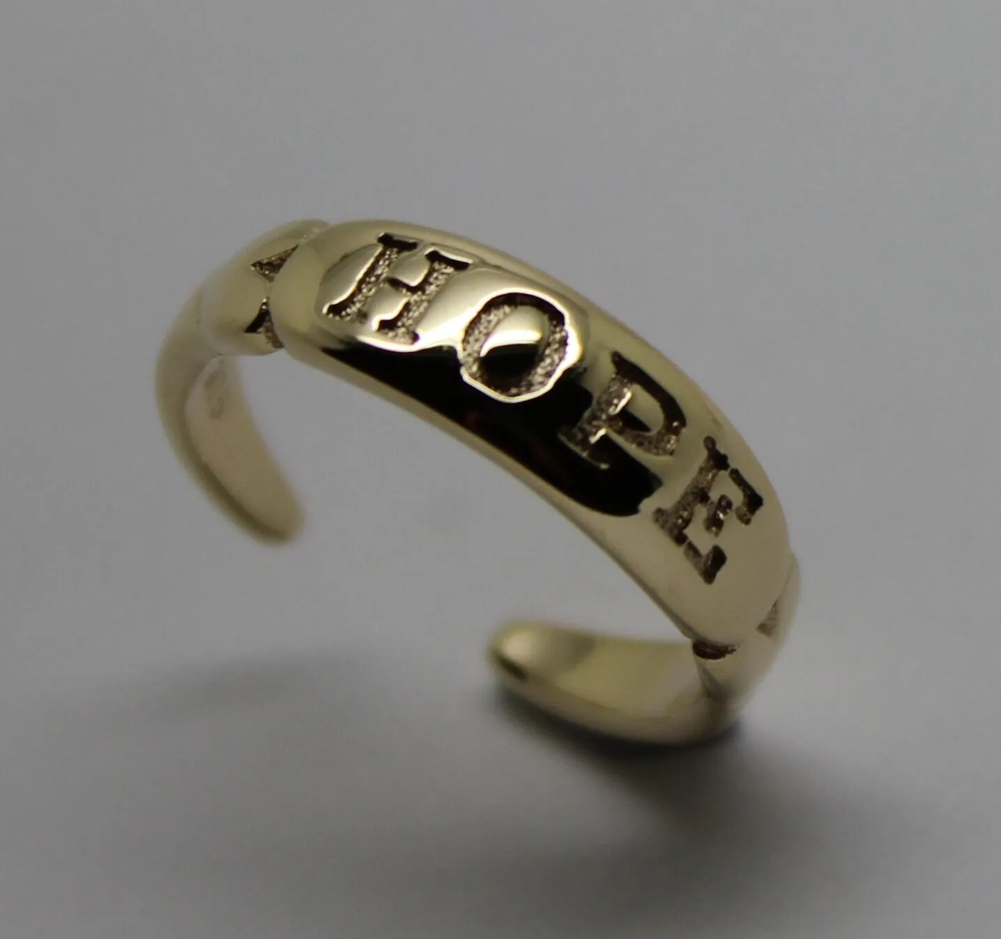 Kaedesigns, 9ct Yellow or Rose or White Gold or Sterling Silver Hope Toe Ring