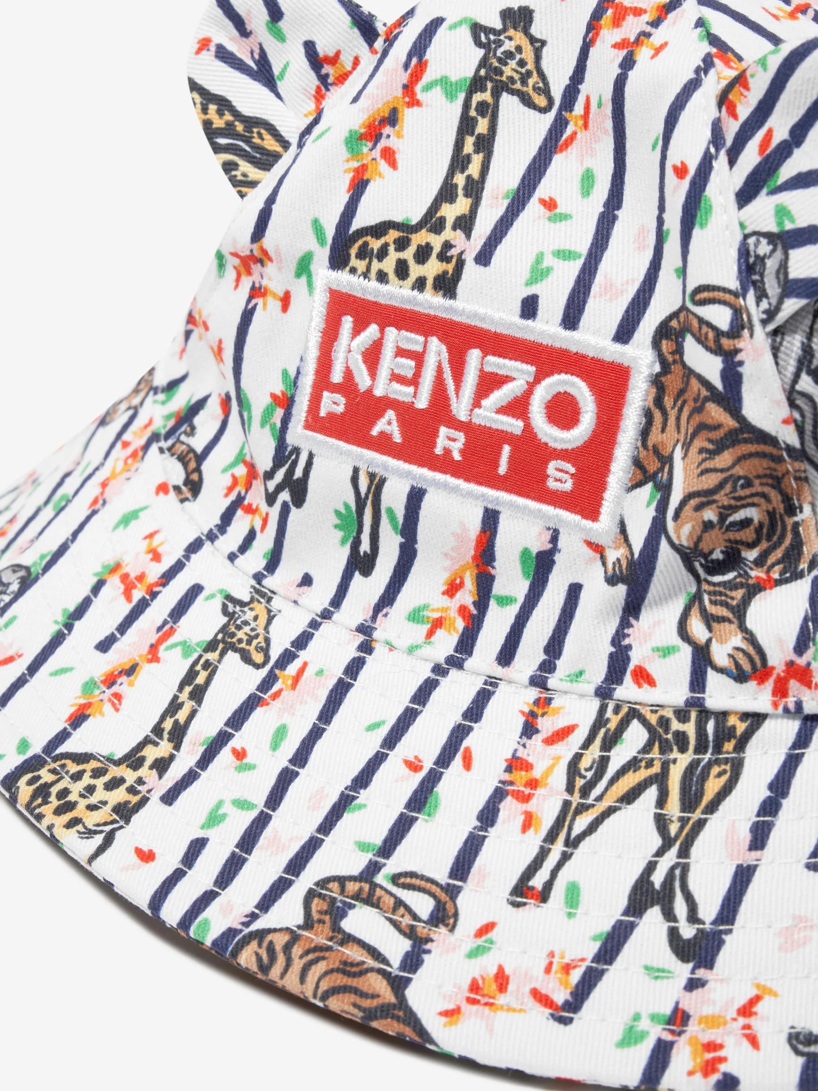KENZO Baby Girls Bamboo Bucket Hat in White
