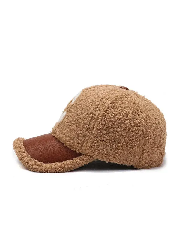 Khaki "C" Faux Wool Baseball Cap
