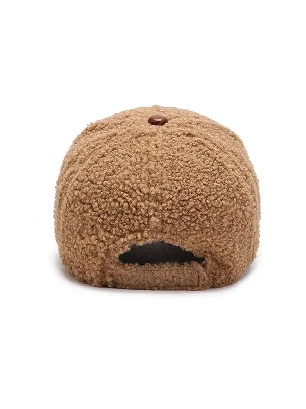 Khaki "C" Faux Wool Baseball Cap