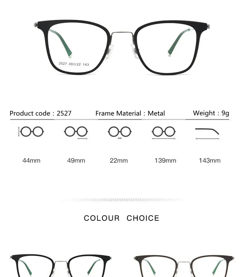 Kocolior Unisex Full Rim Square Alloy Tr 90 Hyperopic Reading Glasses 2527