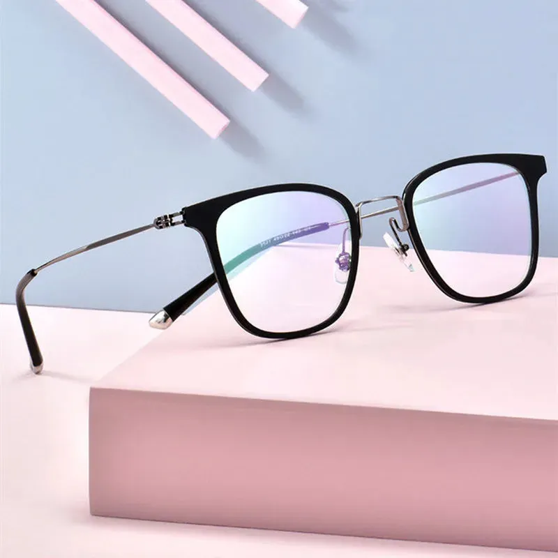 Kocolior Unisex Full Rim Square Alloy Tr 90 Hyperopic Reading Glasses 2527