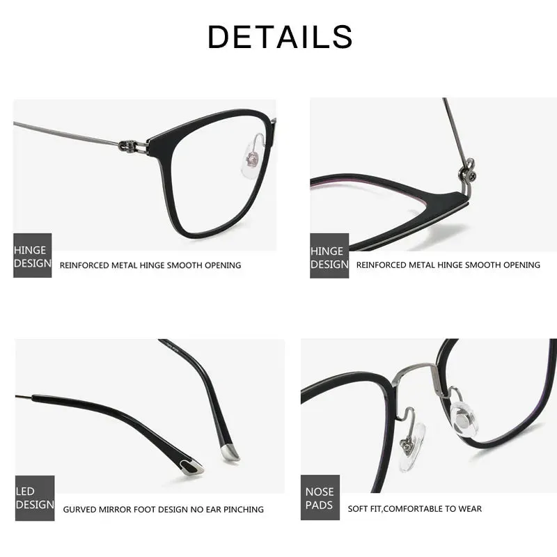 Kocolior Unisex Full Rim Square Alloy Tr 90 Hyperopic Reading Glasses 2527