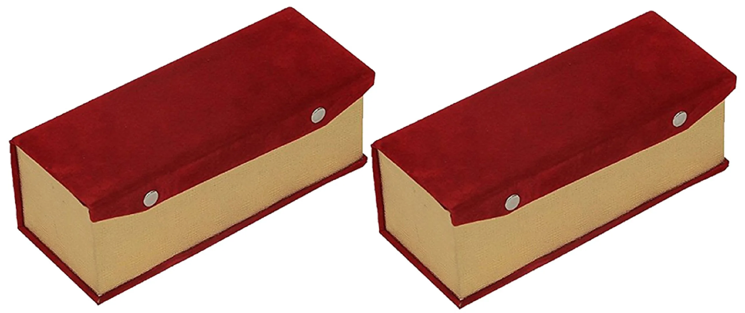 Kuber Industries 2 Pieces Wooden Single Roll Bangle Box Set, Maroon