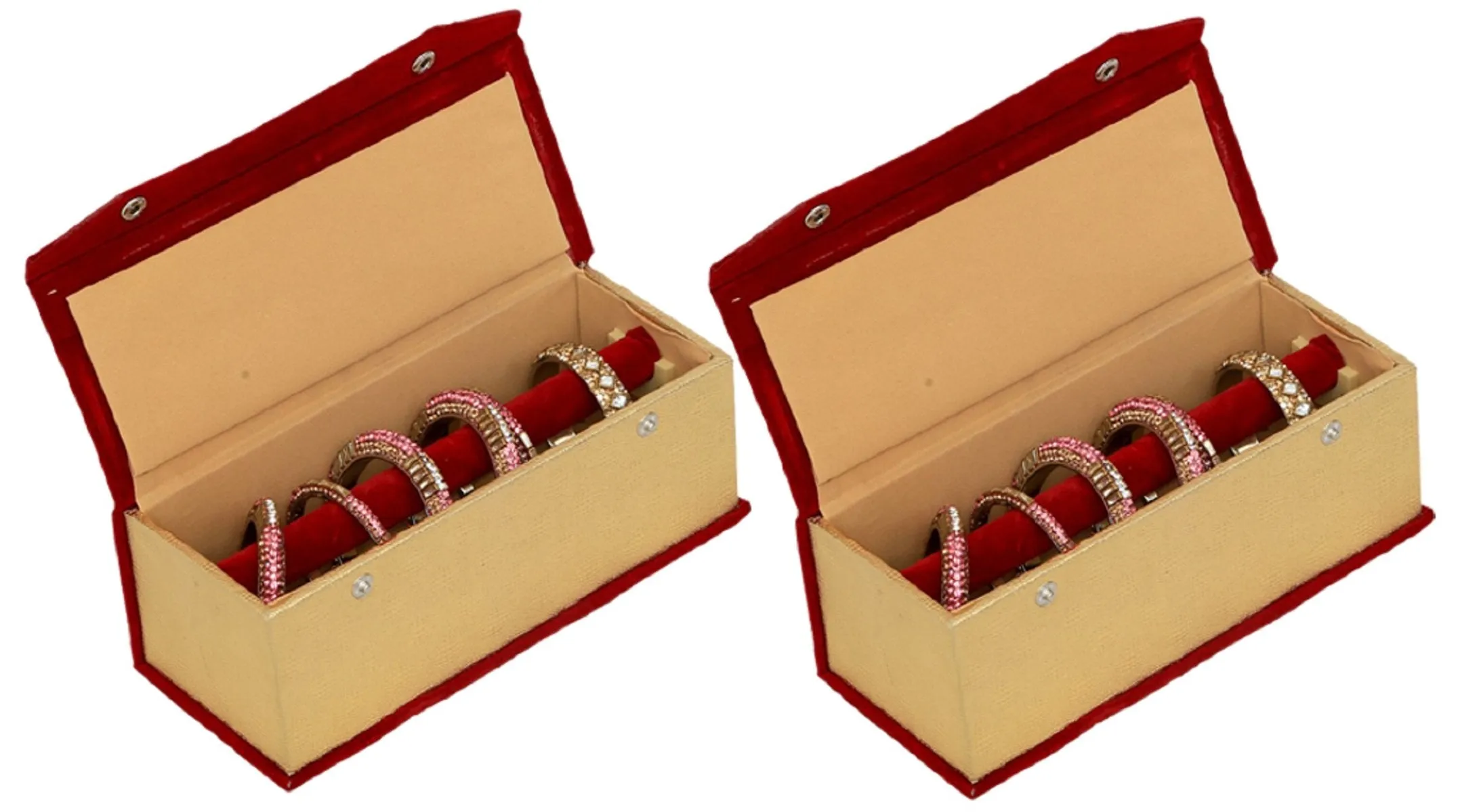 Kuber Industries 2 Pieces Wooden Single Roll Bangle Box Set, Maroon