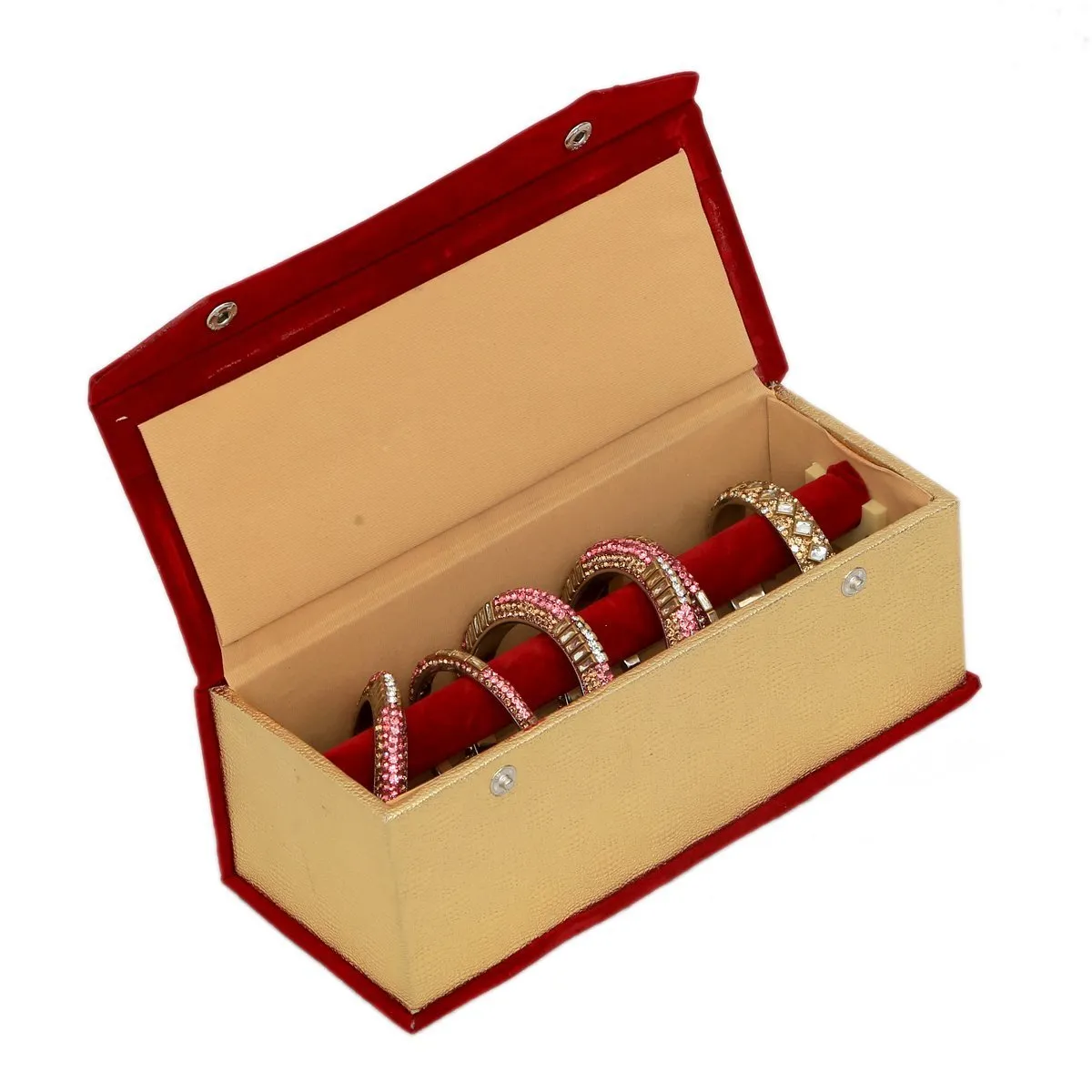 Kuber Industries 2 Pieces Wooden Single Roll Bangle Box Set, Maroon