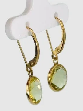 Lemon Quartz Round Bezel Earrings in 14KY - EAR-046-BZGM14Y-LQZ