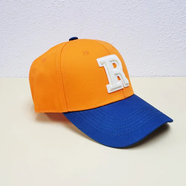 Letter R Embroidery Blue and Orange Adjustable Baseball Cap 字母R 刺繡藍色和橙色可調節棒球帽 KCHT2384