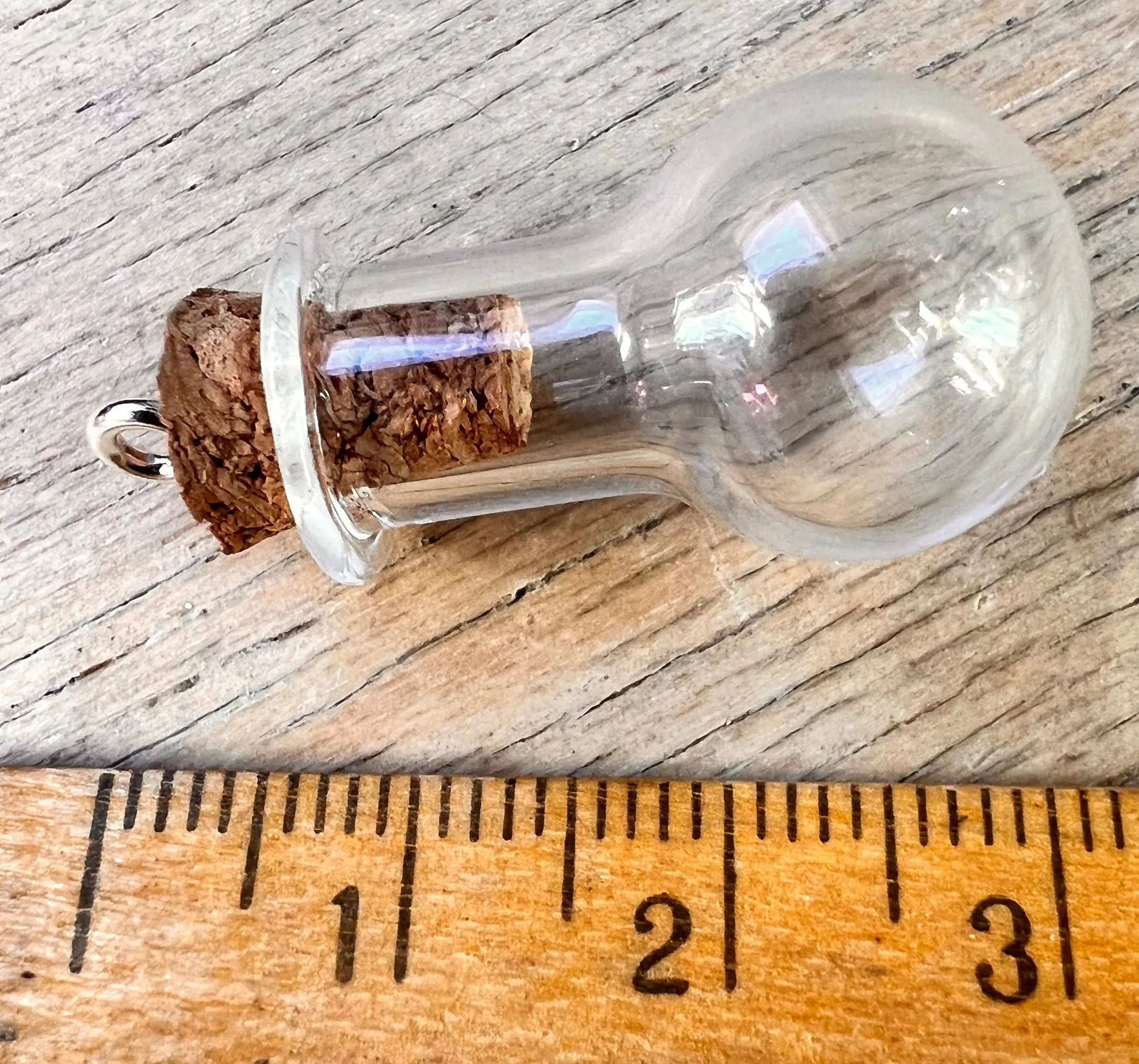 Little Glass Bottle with Cork Pendants - Choice of Colours and Shapes