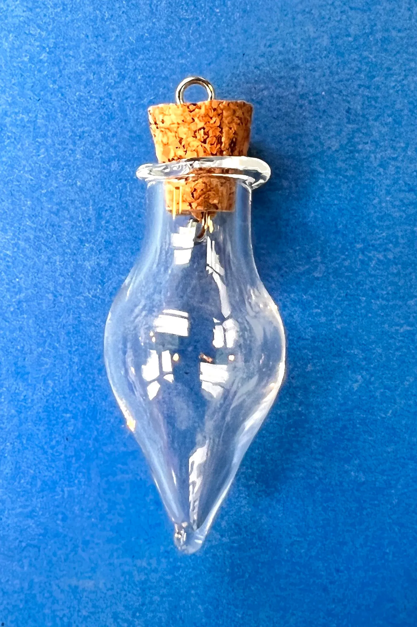 Little Glass Bottle with Cork Pendants - Choice of Colours and Shapes