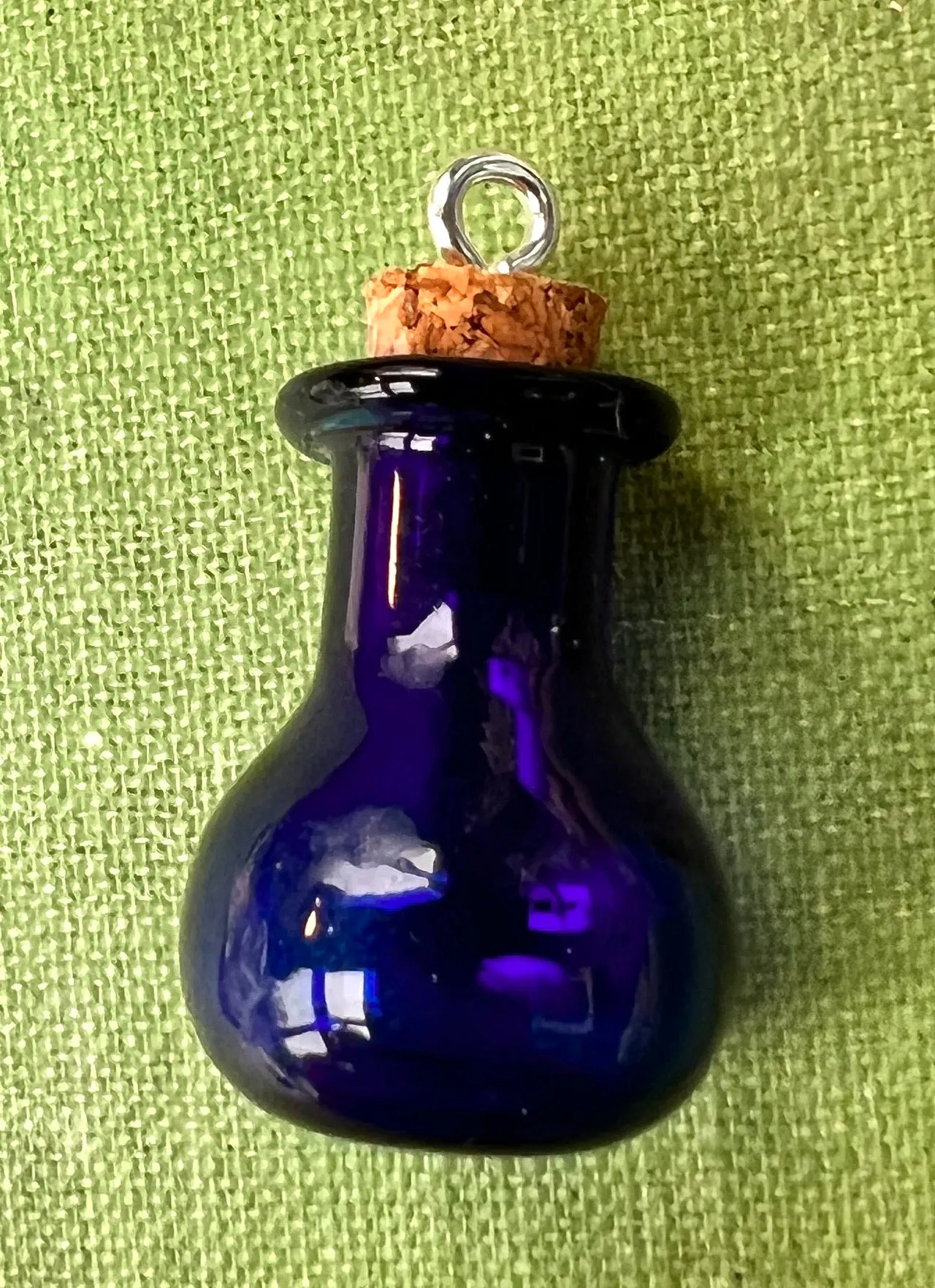 Little Glass Bottle with Cork Pendants - Choice of Colours and Shapes