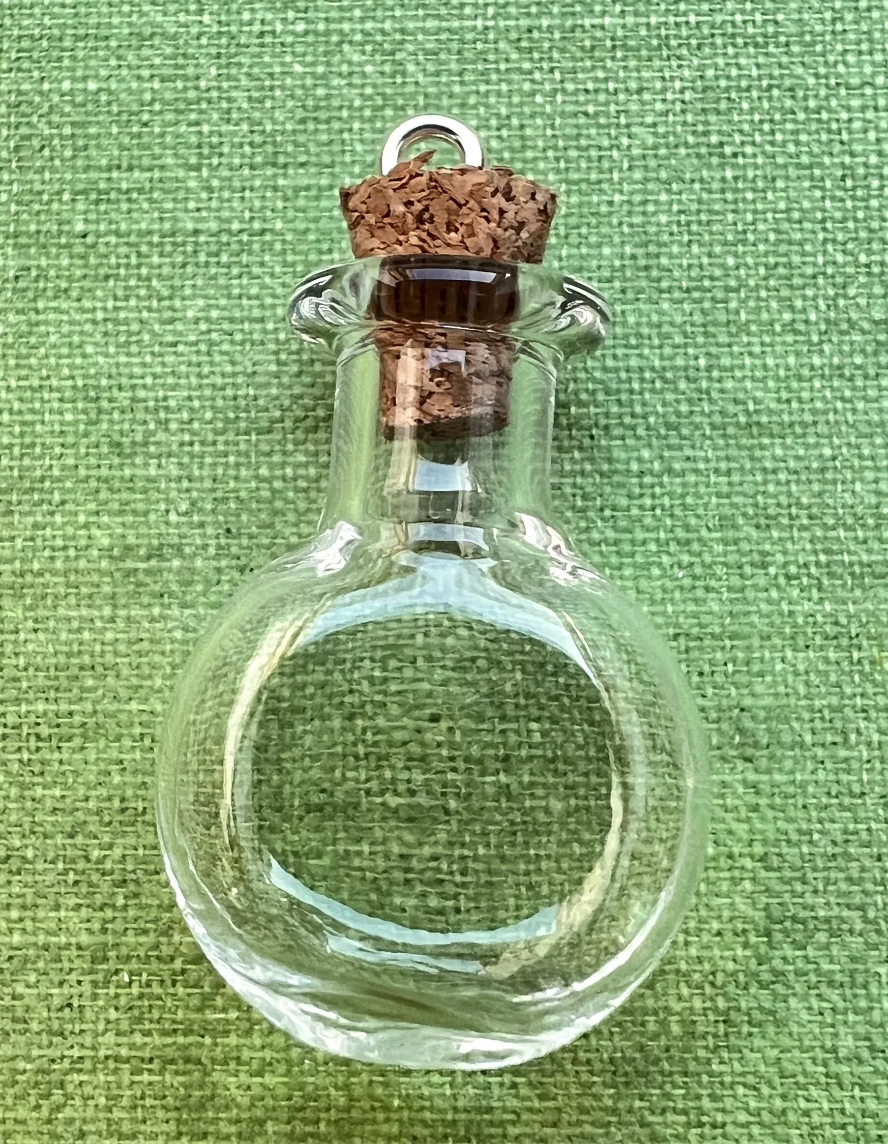 Little Glass Bottle with Cork Pendants - Choice of Colours and Shapes