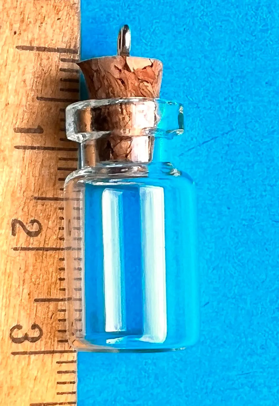 Little Glass Bottle with Cork Pendants - Choice of Colours and Shapes