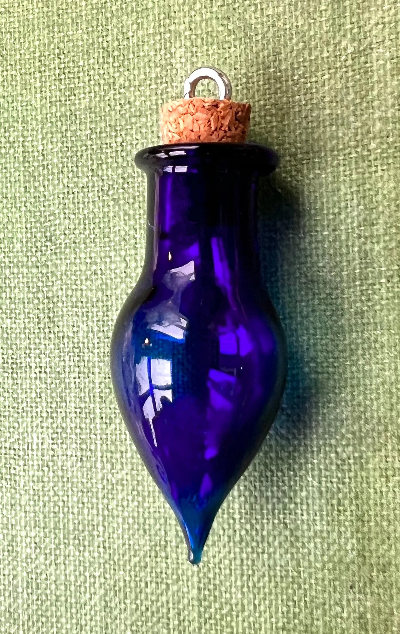 Little Glass Bottle with Cork Pendants - Choice of Colours and Shapes