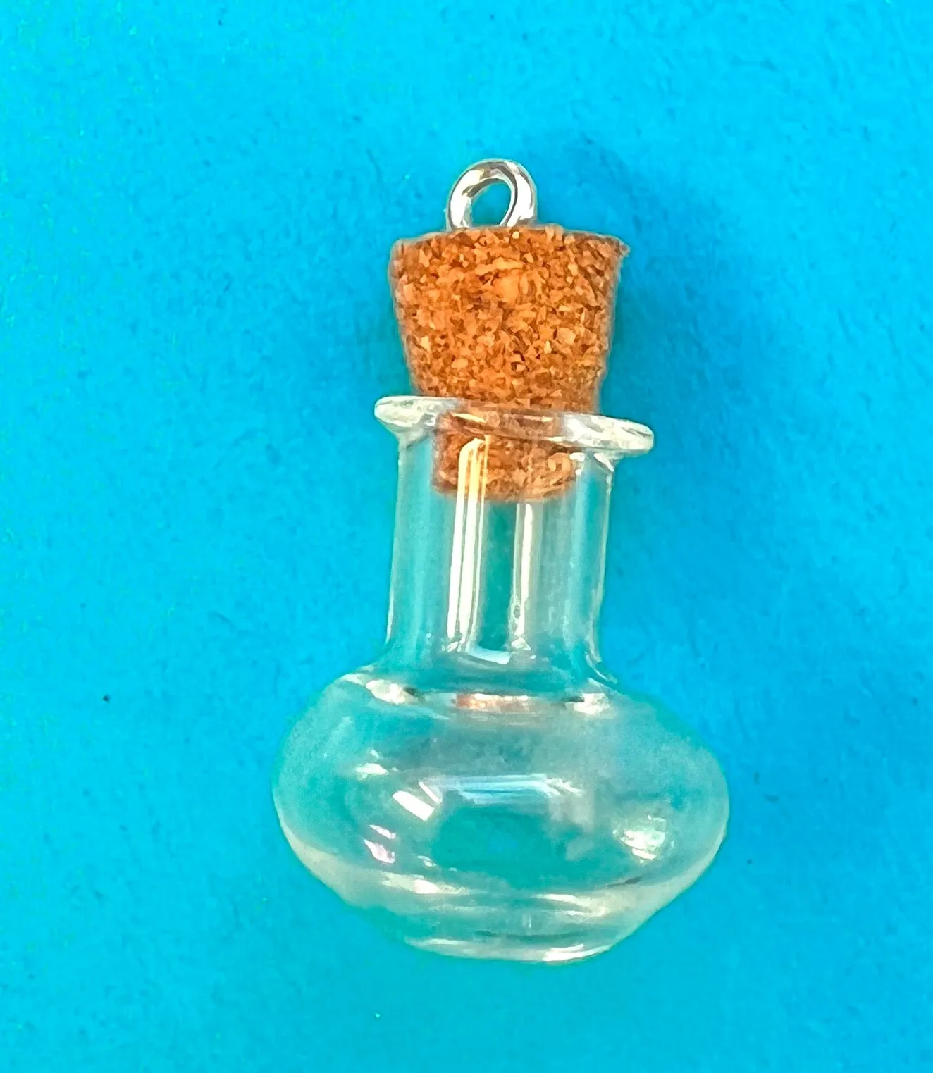 Little Glass Bottle with Cork Pendants - Choice of Colours and Shapes