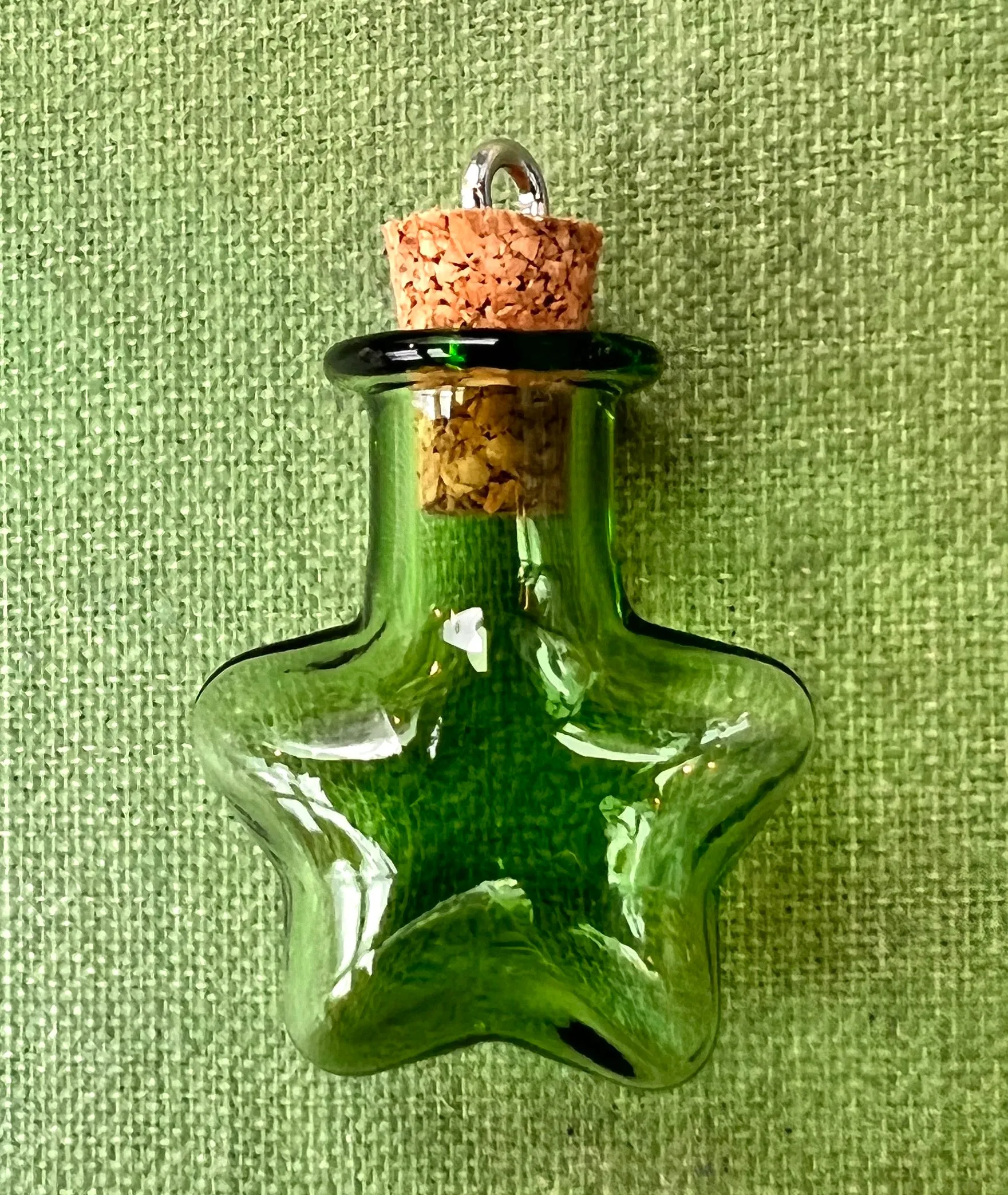 Little Glass Bottle with Cork Pendants - Choice of Colours and Shapes