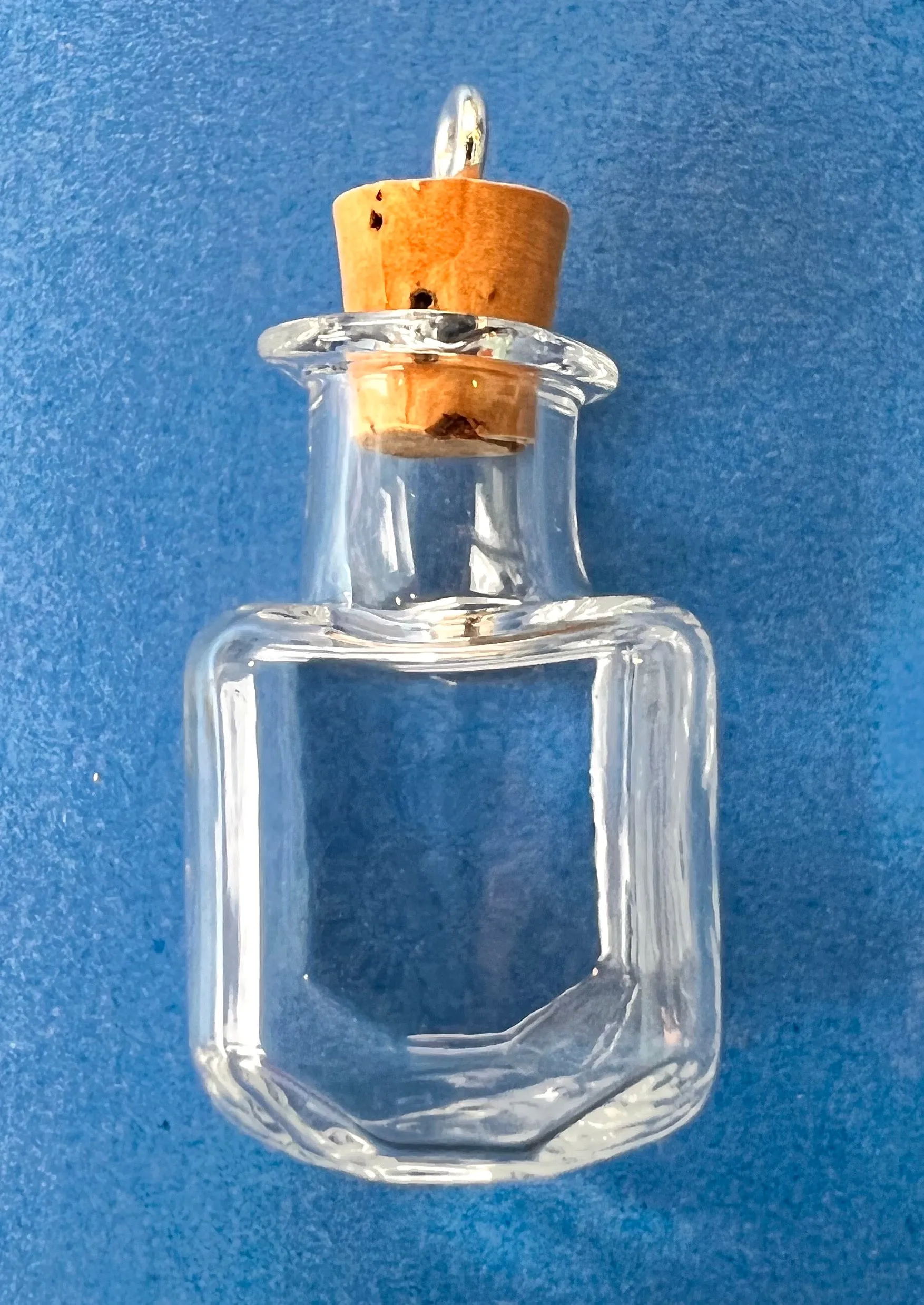Little Glass Bottle with Cork Pendants - Choice of Colours and Shapes
