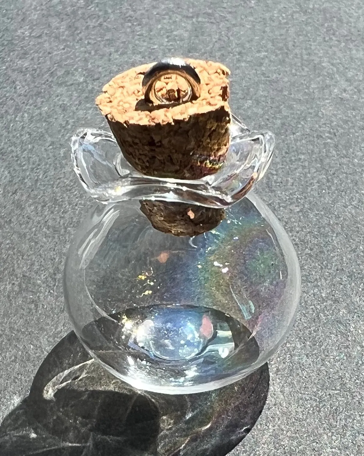 Little Glass Bottle with Cork Pendants - Choice of Colours and Shapes