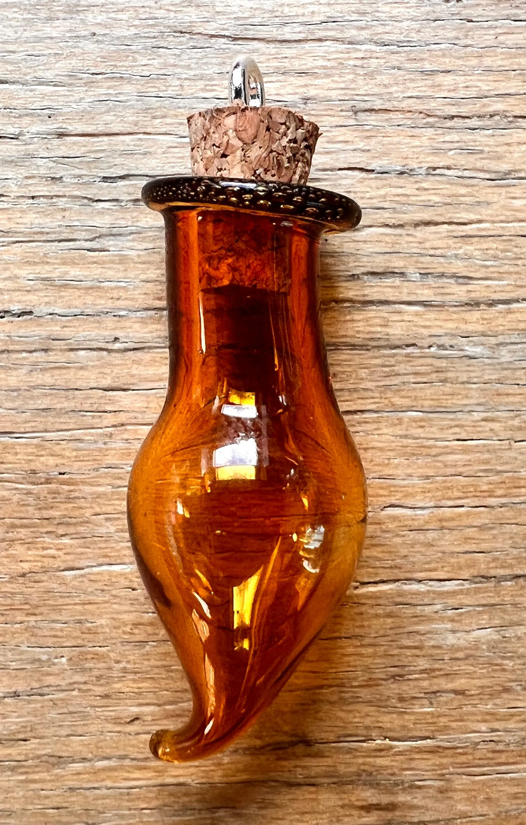 Little Glass Bottle with Cork Pendants - Choice of Colours and Shapes