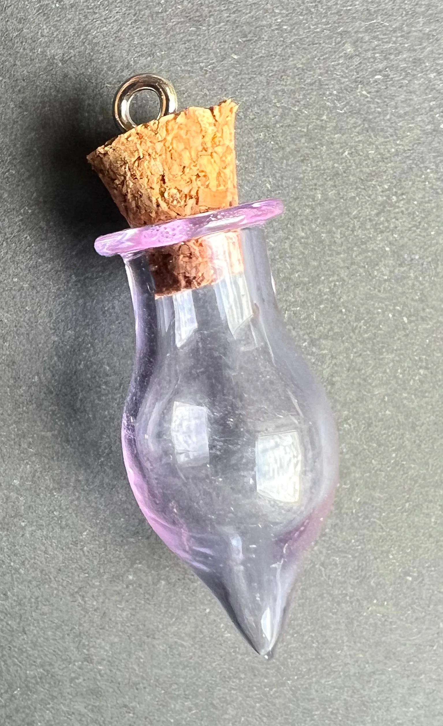 Little Glass Bottle with Cork Pendants - Choice of Colours and Shapes